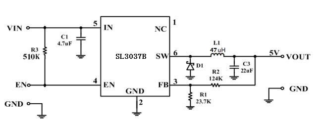 森利威尔SL3037B兼容智浦欣CS5523R 主要应用POE供电应用 以及储能，36V,40V等等的降压供电系统方案